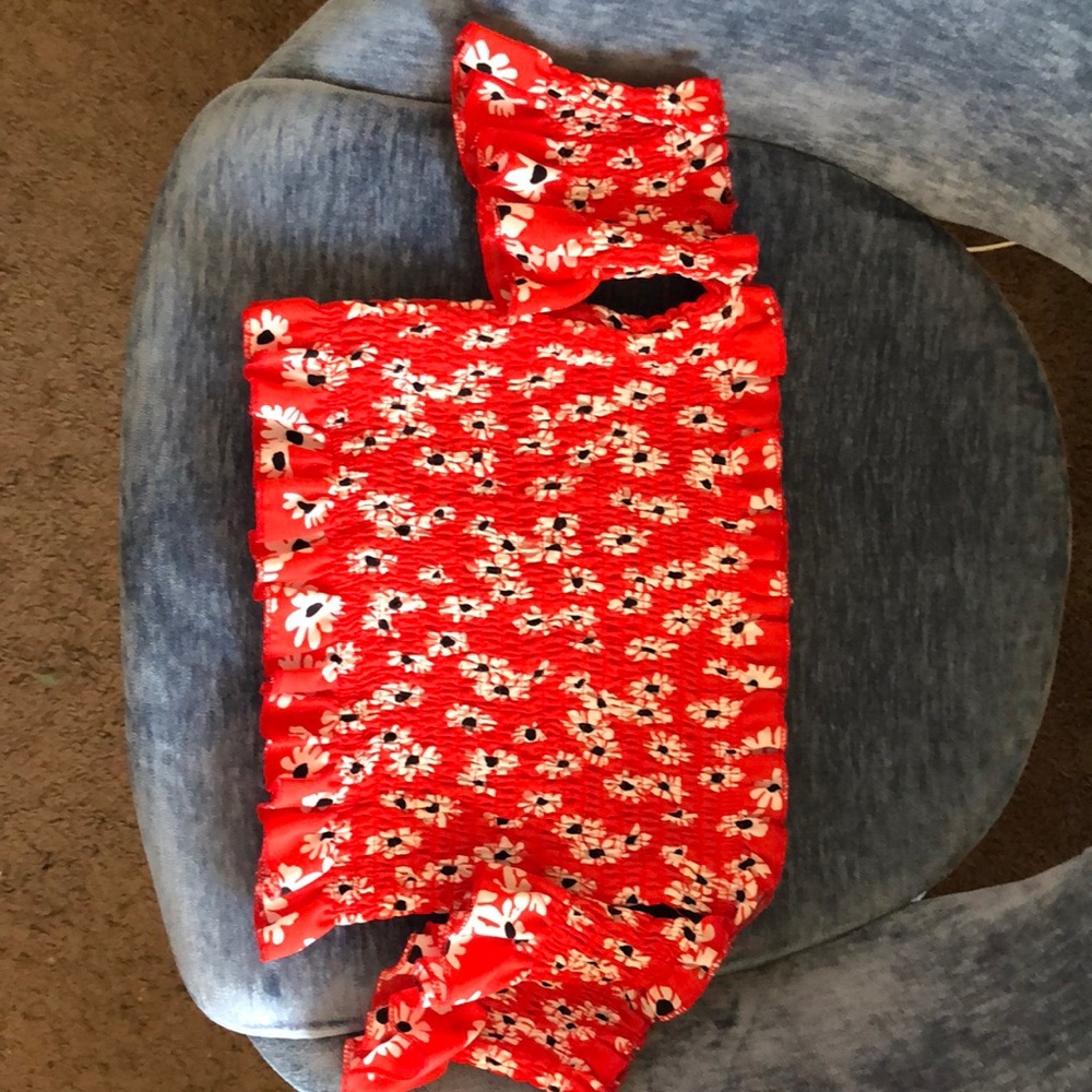 Shien cropped flower shirt